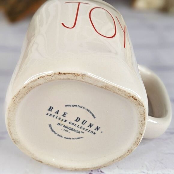 Rae Dunn JOY White/Red Ceramic Mug - Picture 4 of 6